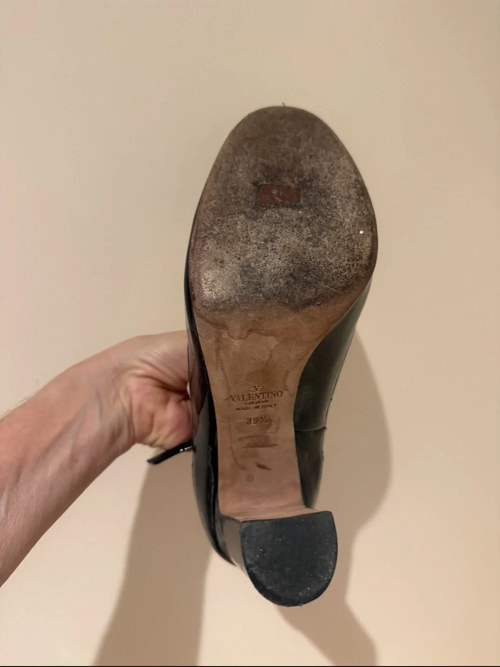 Valentino Black Patent Mary Jane Block Heel Pumps